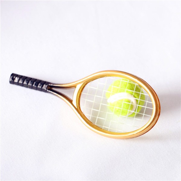 Micro Miniatyrmöbler Tiny Småskalig leksaksdockahus DIY Decora Minitennisracketar Set Gold