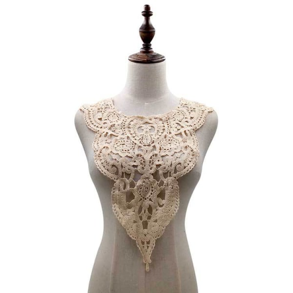 Elegant fuskkrage för kvinnor Avtagbar halv mjölksilkebroderad korsage tredimensionell ihålig broderad Beige Beige