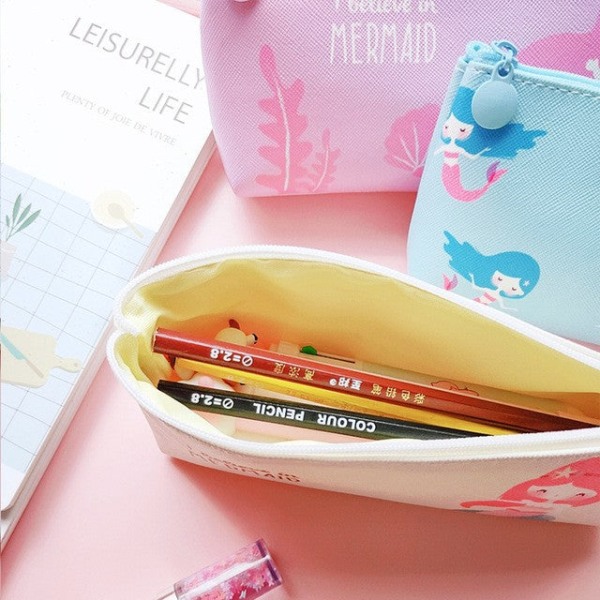 Söt uppfriskande Girl Mermaid Print case för Student Girl Pink