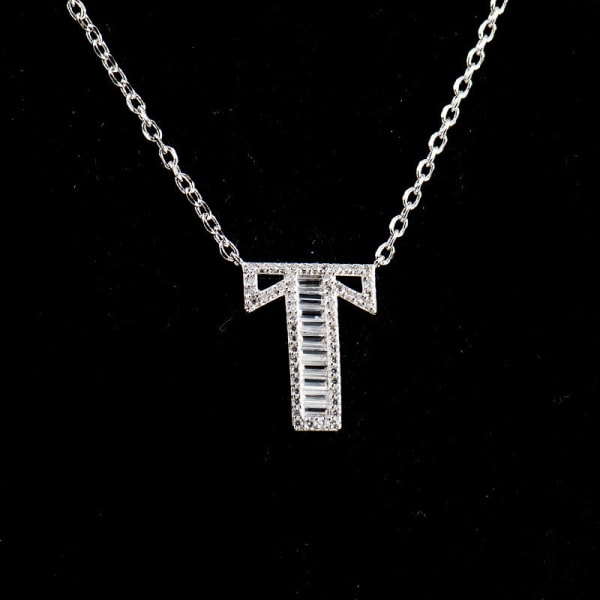 S925 Silver Halsband Klassisk Mors Dag present för kvinnor och flickor 26 bokstäver T 925 silver