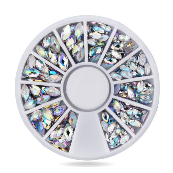 Nail Art Rhinestone White Diamond Disc Ornament 12-Grid skivspelare Colored Pearl 41 Rhinestone turntable