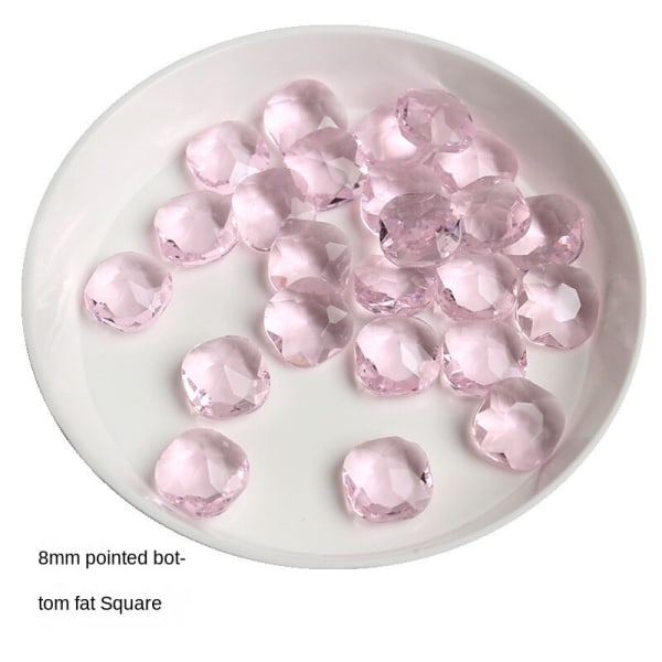 Nail Art Ice Powder Series spetsig botten glasborr DIY diamantdekorationer 8mm fat Square
