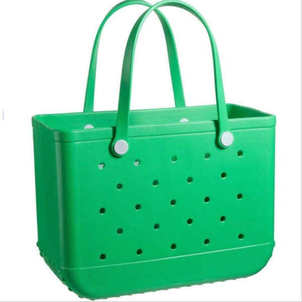 Dam handväska Färgtryck Vattentät förvaringsväska Lätt varukorgsväska Green plus Size (48*34*25)