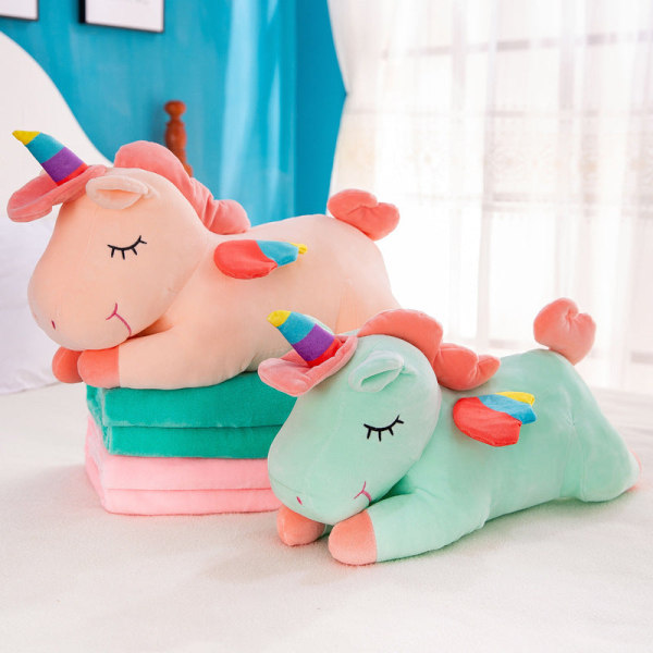 Mjuk komfortfilt Unicorn Slängkudde Dubbel användning Creative Cushion Mjuk Söt Pony Airable Cover Bupplur Pink 60cm