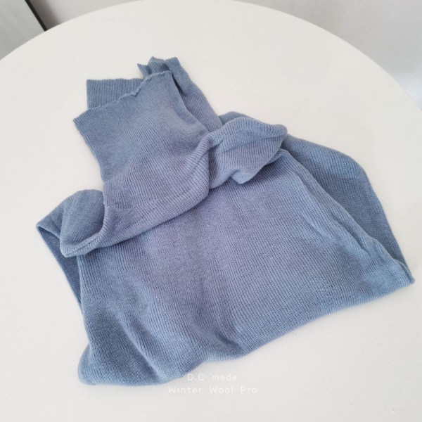 Kvinnor flickor Stickat tröja Enkel Ull Låg Krage Bottnad Inner Trä Öron Turtleneck Haze blue 58*83*61cm