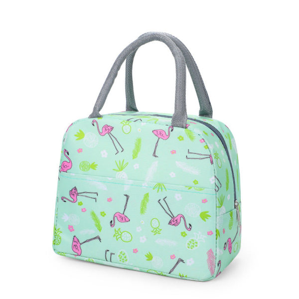 Bärbar matkasse Praktisk japansk stil aluminiumfolie Enkel Oxfordduk Stor kapacitet Pink green Flamingo 23*13*19CM