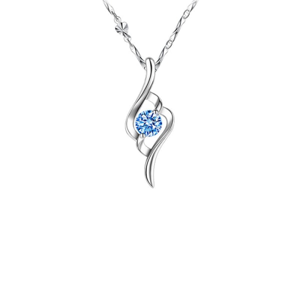 Kvinnor Halsband Kedja Choker Hänge Smycken Flickor Present S925 Sterling Silver Simple Water Wave Blue Zirconium 925 silver