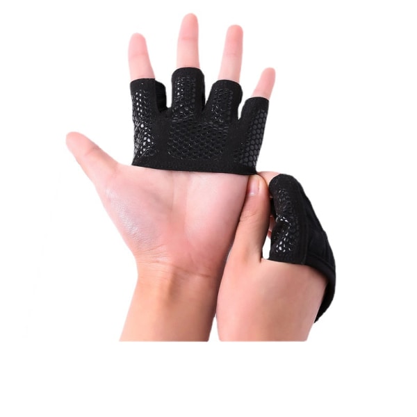 Kvinnor män sporthandskar Cykling Fyra Finger Fitness Träning Slitstark Silikon Halkfri Black XL