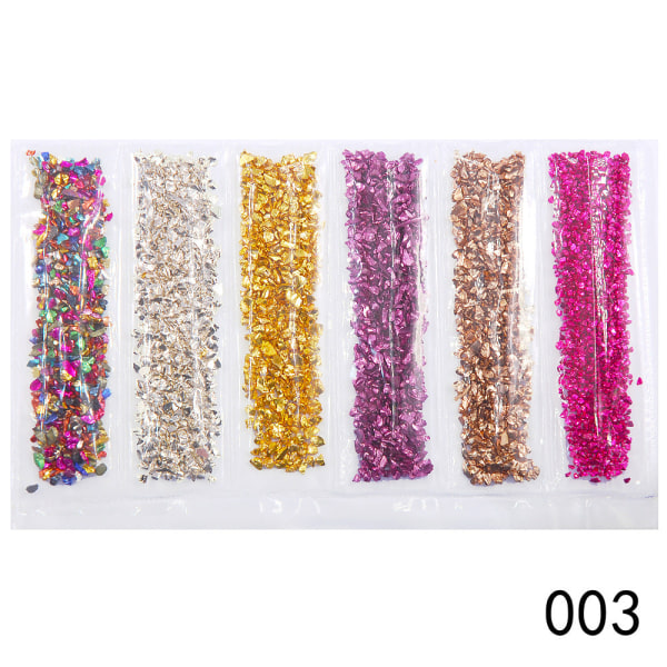 Nail Art New York Storm Glass Gravel 6 Plädväskor 003 Gravel 6-Piece Bag (26g)