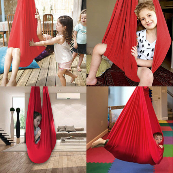 Barnhängmatta Stretch Barnsäng Swing Yoga inomhus och utomhus Red 1.5x 2.8 m