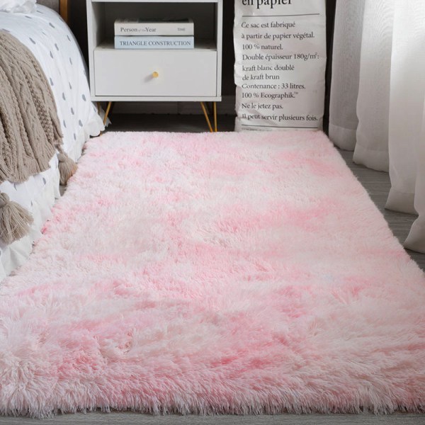 Mjuk komfortfilt Sovrum Sängbord Enkel Modern Plysch Hem Vardagsrum Tjej Söt Golvmatta Pink White 80X120cm
