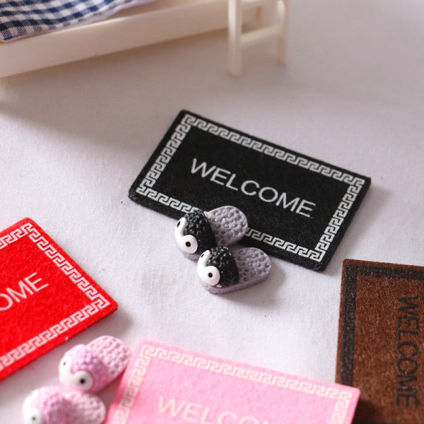 Mikro miniatyr möbler Små småskaliga leksaksdockor hus Gör det själv Decora Mini 1:12 Golv dekorativ matta Black carpet
