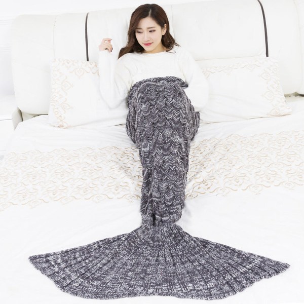 Mjuk komfortfilt Baby Mermaid Scale Stickad Mermaid Tail Barn Gray 145*70cm