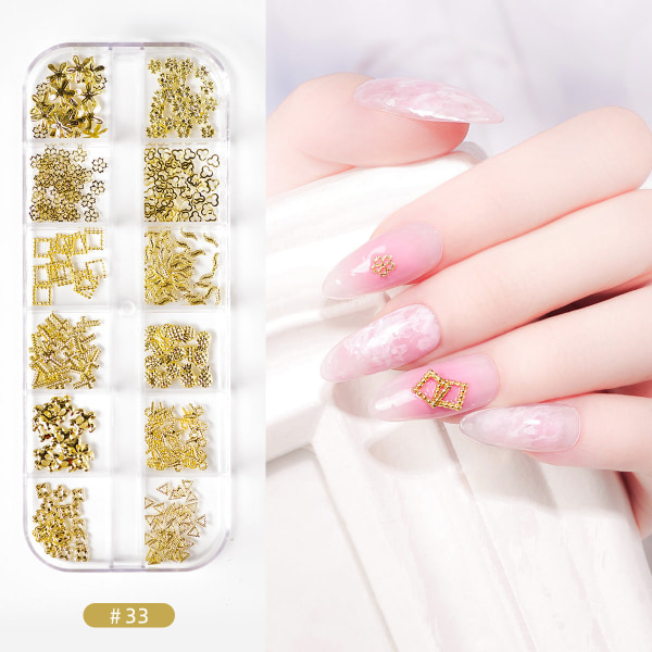 Nail Art Rhinestone Bottoming Borr Hollow Nit Nail Rhinestone Sticking Paljetter Färgglada Kristaller 33-Sakura Dance in the air series