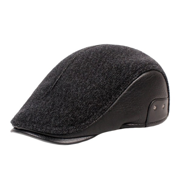 Kvinnor män Basker Hat Advance Hats Äldre Peaked Cap Vinter Hat Medelålders Äldre Basker Large leather block Gray 56cm