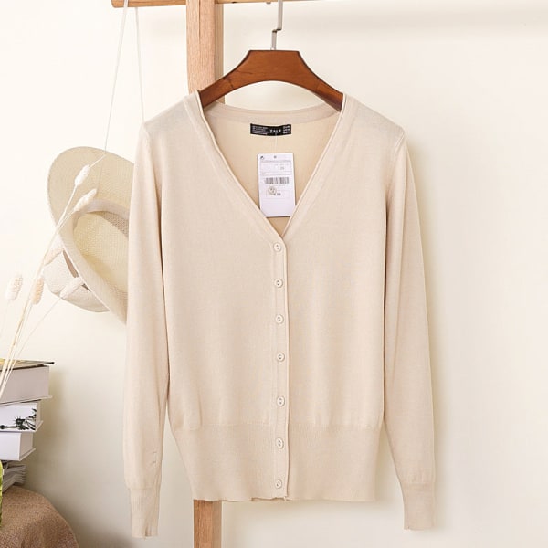 Dam flickor Stickat tröja Loose Crop Top Cardigan Långärmad Inverness Apricot XXXXL