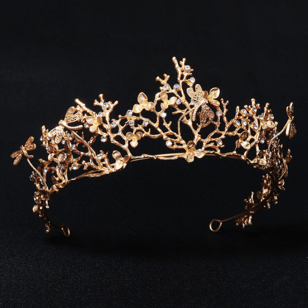 Enkel Alloy Rhinestone Brudhuvudbonad Golden Crown Gold