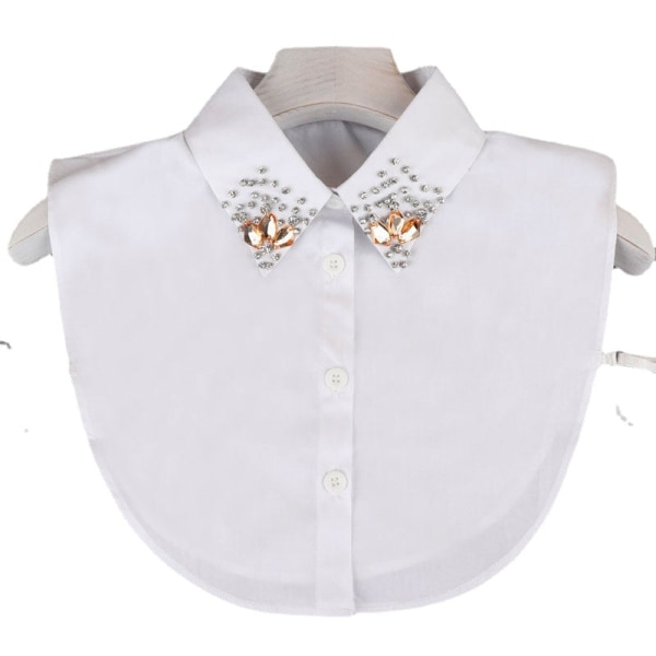 Elegant skjorta med falsk krage för kvinnor All-Match pärlskjorta falsk skjorta Krage Rutig vit skjorta Black Plaid