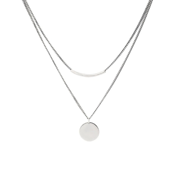 S925 Silverhalsband Klassisk morsdagspresent för kvinnor och flickor Geometriskt runt kort XL12