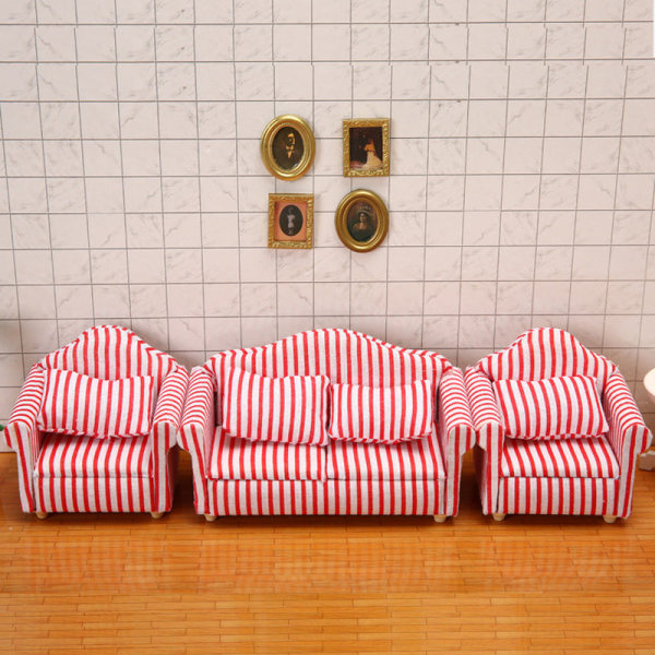 Micro Miniatyr Möbler Tiny Småskalig Leksak Doll House DIY Decora Mini 1:12 Enkel Dubbelsoffa Sofa set