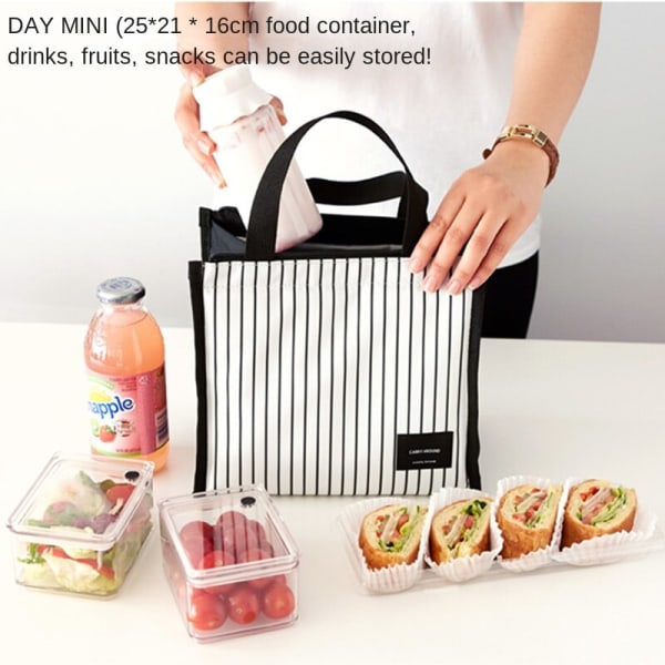 Bärbar Lunchpåse Praktisk Mode Mini Daily Heat Bag för Lunch Black