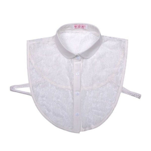 Elegant kostymskjorta för flickor med falsk krage med vit fyrkantig svart spetsig vår-, sommar-, höst- och vintertröjadekoration White lace