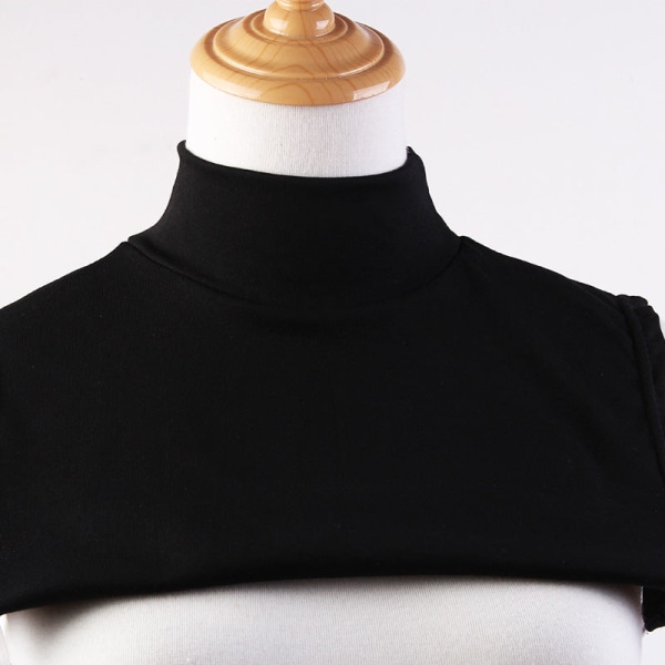 Elegant fuskkrage för kvinnor Avtagbar halv vuxen halv turtleneck halsduk för män Pullover Håll värmen Black Ordinary style