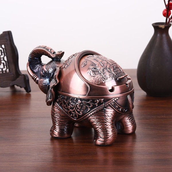 Hem Askfat Tebord Hantverksdekoration Vindtätt cover Elefant Lucky Elephant bronze