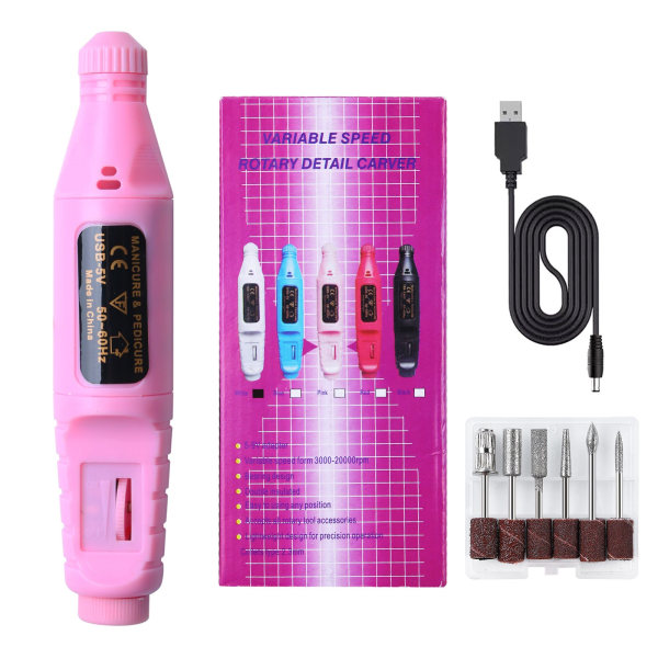 Nail Art Mini Slipmaskin USB Bärbar Elektrisk Nail Slipmaskin Upgraded pink USB grinding machine