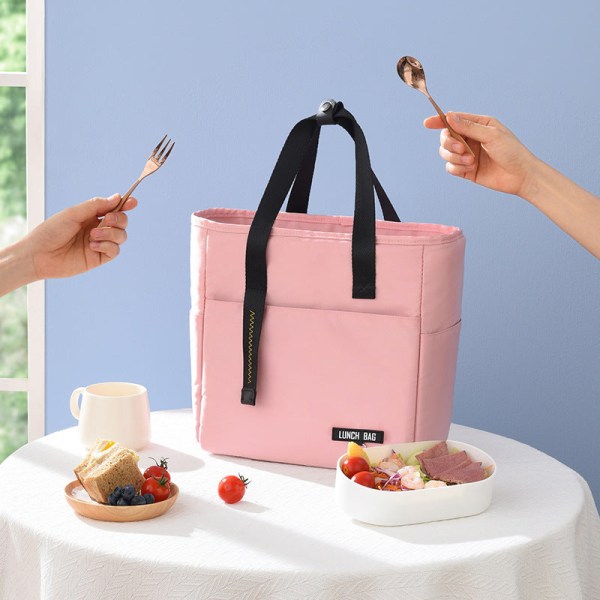 Bärbar Lunchpåse Praktiskt modearbete Isoleringsväska av aluminiumfolie Pink large-Sized