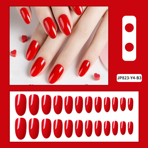 False Nails Fake Art DIY Finger Cover Färdig produkt Ultra-Tunn Oval Solid Color Purplish red