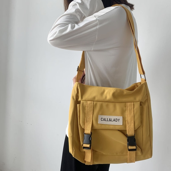 Lady Women handväska Korean Chic Messenger Student Nylon Book-proof canvasväska yellow