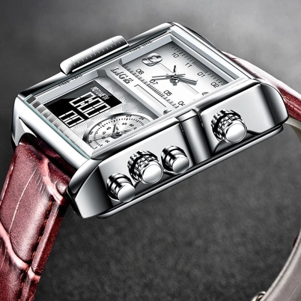 Klassiska herrklockor Vattentät watch Multifunktionell elektronisk watch watch present Mesh belt silver Black