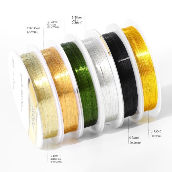 Nail Art färgbevarande handgjord koppartråd metalliskt garn färgfritt 6 färger Gold