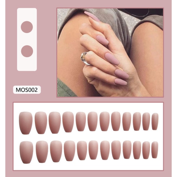 False Nails Fake Art DIY Finger Cover Avtagbar Solid Color Frosted Personality 24 delar MOS005