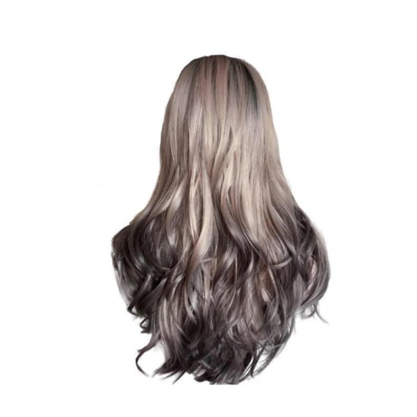 Kvinnor peruk mellanlångt långt lockigt hår Big Wave Micro Roll Gradient Färg Huvudbonader W374