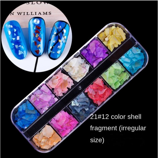 Nail Art Rhinestone Bottoming Borr Hollow Nit Nail Rhinestone Sticking Paljetter Färgglada Kristaller 21-twelve-Color Shell Patch