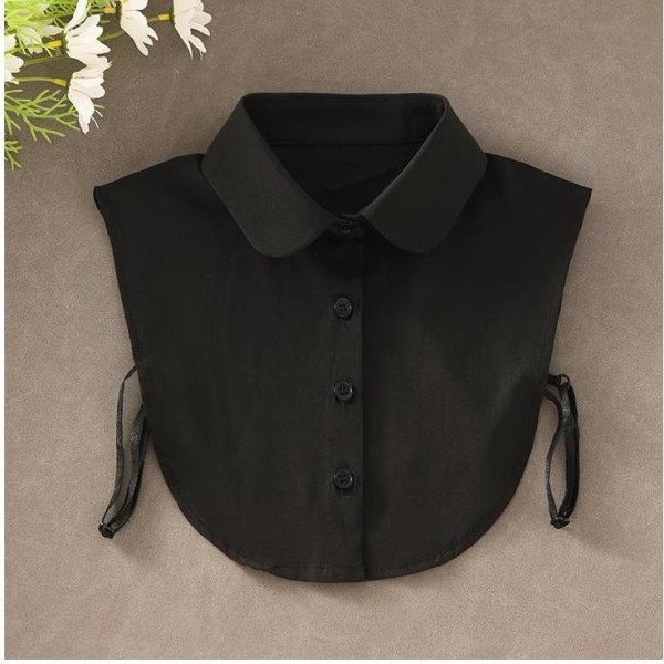 Elegant kvinnor flickor falsk krage Kostym Arbetskläder Skjorta Arbete All-Match Anti-Beating Icke-Strykning Inner Wear Sweater Black anti-wrinkle round neck