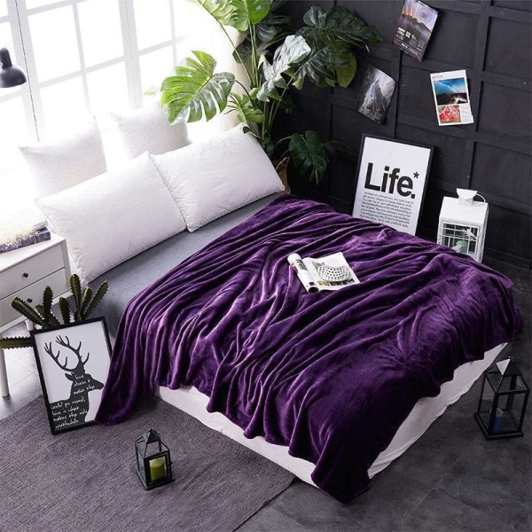 Mjuk komfortfilt Flanell Quilt Luftkonditionering Vinter Studentsoffa Cover Sammet Purple 120*200com