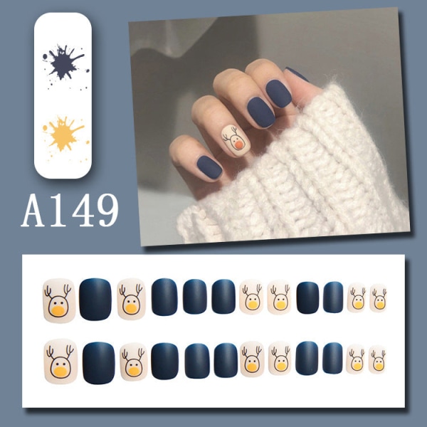 False Nails Fake Art DIY Finger Cover Avtagbar Finished Vit Lång Kort elegant No246 A128