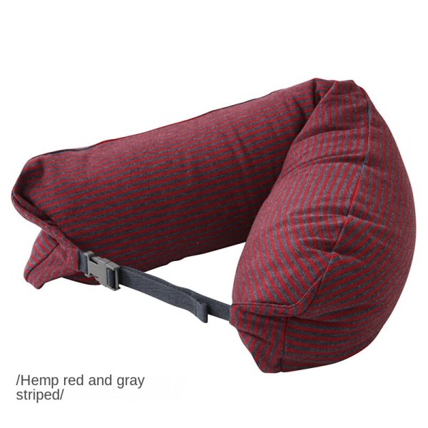 Mjuk, bekväm resekudde, multifunktionell eftermiddagssömnkudde, sov med framsidan nedåt Hemp red and gray striped 16x67cm
