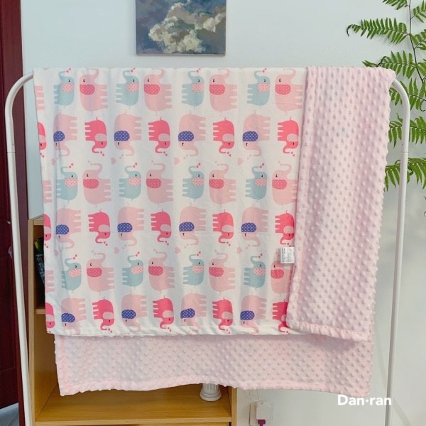 Mjuk komfortfilt Vår Höst Lugnande Baby's Baby Nap Luftkonditionering Barn Litet täcke Pink Elephant 110*150CM