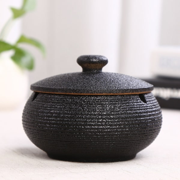 Hem Askfat Keramik Stor Retro Creative Ugnsbakad Stengods Celadon Stoneware Black