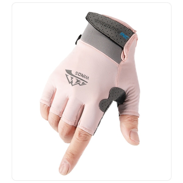 Dam män sporthandskar Cykling Solskydd Ice Silk UV-skydd Cykling Half finger pink L
