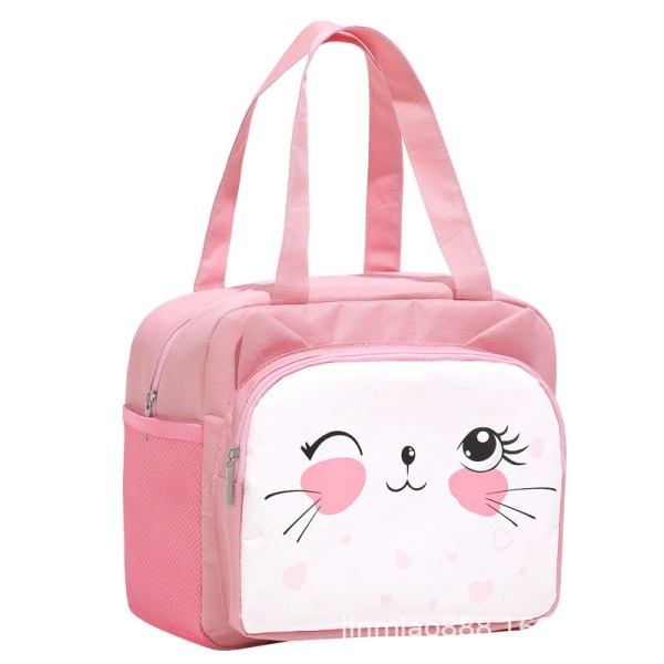 Bärbar lunchpåse Praktisk tecknad söt ispåse för husdjur isolerad väska Pink 25*13*21cm