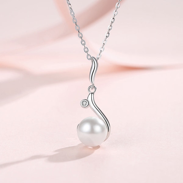 Kvinnor Halsband Kedja Choker Hänge Smycken Flickor Present S925 Silver Graceful Simple Pearl White gold color 925 silver