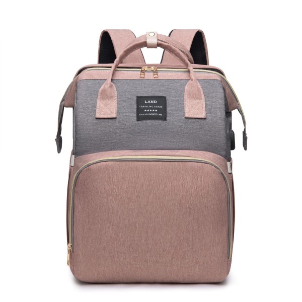 Mommy Bag Skötväska Vikbar axelväska Ryggsäck Stor kapacitet Bärbar Baby Pink Gray