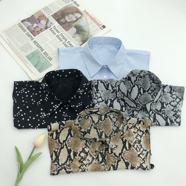 Elegant fuskkrage för kvinnor Avtagbar halvflerfärgad bomullsskjorta som tillval ett stort antal Black 27 cm