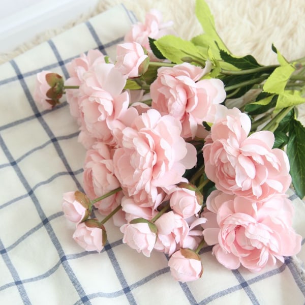 Konstgjord falsk blomma 6st tvåhövdad landlotusväxter Heminredning Bröllopsbukett Pink