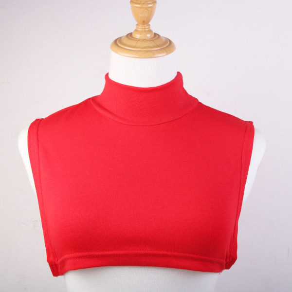 Elegant fuskkrage för kvinnor Avtagbar halv vuxen halv turtleneck halsduk för män Pullover Håll värmen Red Fleece-lined